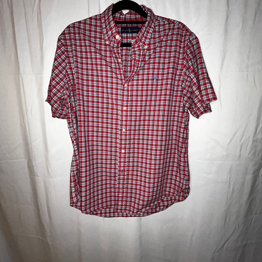 Ralph Lauren Multicolor Plaid Button Down Short Sleeve 100% Cotton‎ Shirt Size L